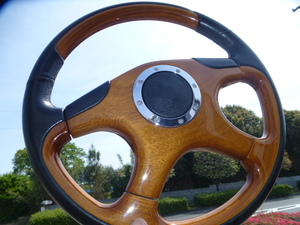 [ that time thing! immediate bid!] wood leather combination steering gear old car high soVIPbipY30 Gloria Cedric highway racer out of print car 430 Y31