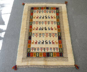 120×80cm【ペルシャ絨毯 手織りギャッベ】アマレ族ギャッベ ギャベ