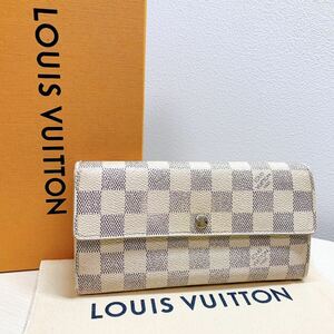 A055【正規品】LOUIS VUITTON ルイヴィトン ダミエ アズール ポルトフォイユ サラ 二つ折り財布 長財布 ウォレット N61735/MI2027