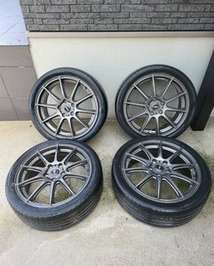 美品　タイヤホイール４本セット　CROSS SPEED(クロススピードプレミアム) CSR7Jx18+53 114.3-5H 225/40R18　送料着払い　タイヤヒビあり