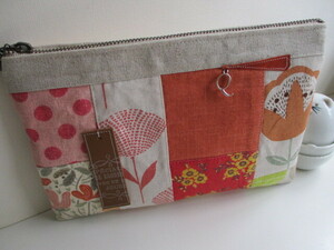  hand made * a bit largish passbook pouch + cotton cotton flax etc. various * patch * 1!