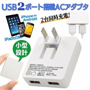 * free shipping / standard inside * AC adaptor USB 2 port conversion power supply outlet smartphone charger traveling abroad iPhone tablet * NEW thin type 1A adapter 