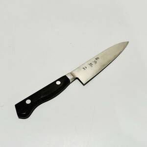 甲YZ4383　クリーニング済　登録　角馬　本研　全長:22.5cm　刃渡り：12.5cm　重量:66.1g　調理用包丁　ペティナイフ　包丁　調理器具　