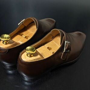 美品 使用回数少 クロケット&ジョーンズ 6E CROCKETT&JONES シングルモンク「MONKTON」ドレスシューズ 濃茶 8503の画像10