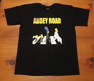 新品【The Simpsons】シンプソンズ アビーロード パロディ プリント Tシャツ L // ビートルズ Abbey Road バート ホーマー