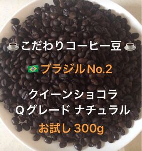 こだわりコーヒー豆　ブラジルNo.2 クイーンショコラ　300g 中深煎り　自家焙煎　Qグレード　イビラシ地区