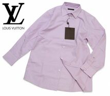 未使用 Louis Vuitton モノグラムミニ 総柄 コットン長袖シャツ ルイヴィトン 総柄ロゴ L/S SHIRT モノグラムフラワーパープル系 XS JZ-14_画像1