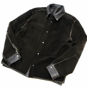 正規品 最高級 HERMES MENS ラムスキン ムートンジャケット エルメス MOUTON SHIRT JACKET ブルゾン リバーシブル 48 フランス製 M-25の画像5