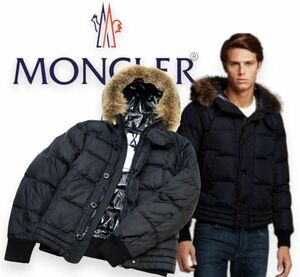 国内正規品 MONCLER RIBERA コヨーテファー フード付ダウンジャケット モンクレール リベラ DOWN JACKET ダウンパーカー N-2B 黒1 S-3