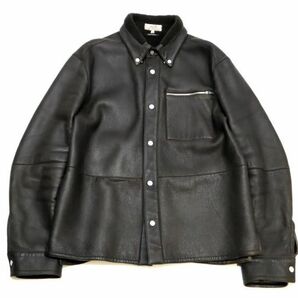 正規品 最高級 HERMES MENS ラムスキン ムートンジャケット エルメス MOUTON SHIRT JACKET ブルゾン リバーシブル 48 フランス製 M-25の画像2