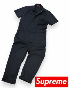 正規品 SUPREME S/S Jumpsuit シュプリーム COVERALLS オールインワン 半そで つなぎ オーバーオール ジャンプスーツ 黒 ブラック L JK-8