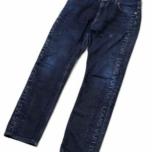 国内正規品 Louis Vuitton ジャガード サイドロゴ デニムパンツ ルイヴィトン DENIM PANTS サークルロゴ ジーンズ インディゴ 32 FM-13の画像2