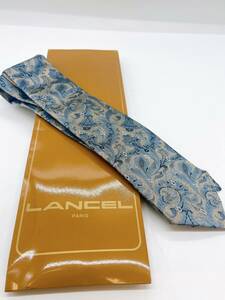 S4916● LANCEL ランセル ネクタイ 男性用 スーツ ファッション小物 海外ブランド パリ シルク製 ブルー