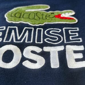 LACOSTE/ラコステ スウェットトレーナー ショート丈 刺繍ロゴ 丸襟 クルーネック ゆったり ネイビー 紺色 42サイズの画像8