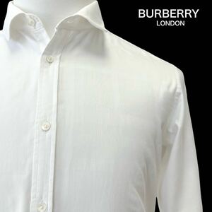【BURBERRY LONDON】ビッグチェックシャツ 白シャツ ビジネス ワイシャツ ドレスシャツ メガチェック バーバリー 長袖 メンズ40