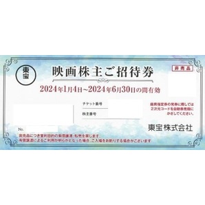 ●東宝株主優待券 映画株主招待券×8枚 TOHO シネマズ●の画像1