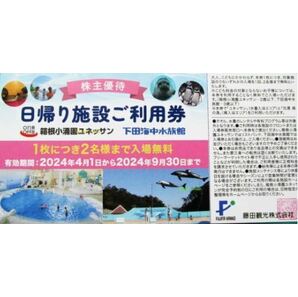 ●最新 藤田観光 株主優待 施設ご利用券 箱根小涌園ユネッサン 下田海中水族館●の画像1