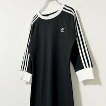 美品★adidas/アディダス★3StripesDress★3ストライプドレス★ワンピース★ブラック×ホワイト/黒白★L〜XL相当_画像5