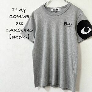 COMME des GALCONS/コムデギャルソン★PLAY★半袖Tシャツ★ハート★グレー×ブラック×ホワイト/灰黒白★S