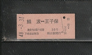 国鉄名古屋印刷 鯖波⇔王子保 赤地紋 硬券乗車券 未使用券 駅名改称最終日