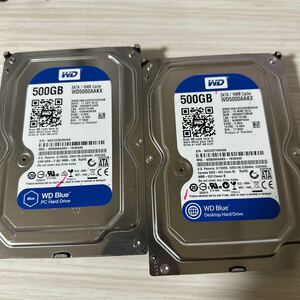 二枚セット/Q70/71:（動作保証/使用0時間/フォーマット済み） WDC SATA 3.5インチHDD SATA 500GB WD5000AAKX