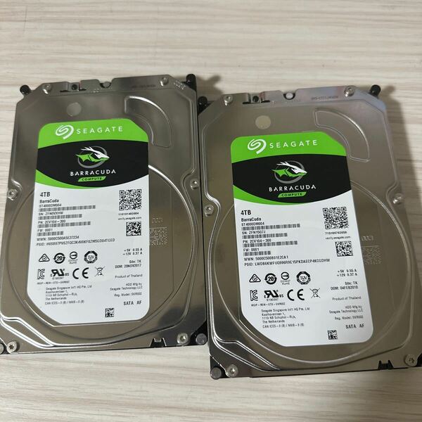 二枚セット/N14:15:【動作保証/使用0時間】3.5 SATA 4TB 2台 正常 seagate ST4000DM004-2CV104 3.5インチHDD 