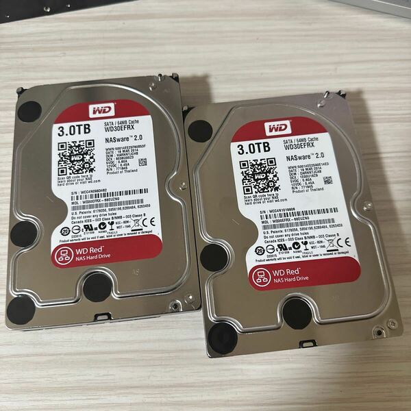 【二枚セット】N23/24:(動作保証/使用0時間)Western Digital Red 3TB WDC WD30EFRX 3.5インチ SATA HDD