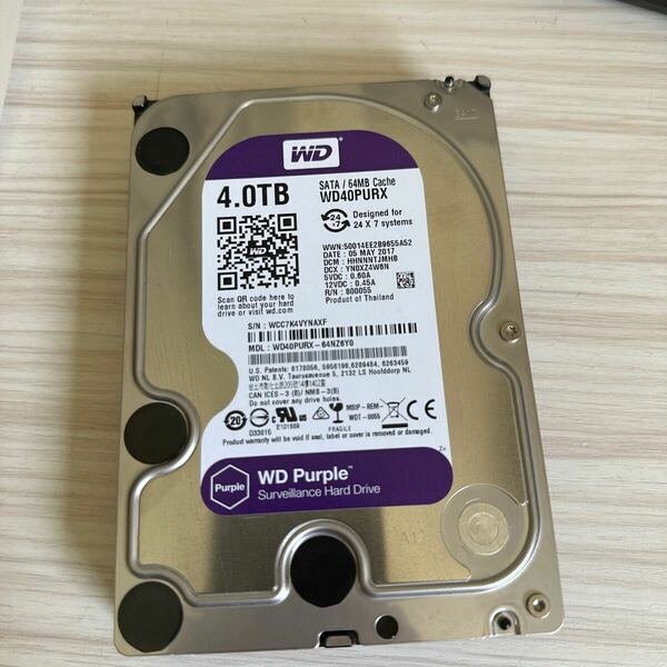 N13:(動作保証/使用0時間/AVコマンド対応)Western Digital Purple 4TB WDC WD40PURX 3.5インチ SATA HDD 