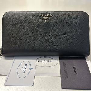 プラダ PRADA 財布　長財布　サフィアーノ　バイカラー　ラウンドファスナー　レディース