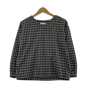 ゆうパケットOK green label relaxing グリーンレーベルリラクシング チェックVネック カットソー size表記なし/ブルー×グレー レディース