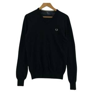 FREDPERRY V neck wool knitted sizeS/ black lady's 