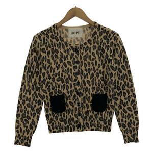 ROPE'ro pair ngola. Leopard pattern cardigan sizeM/ beige group lady's 