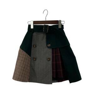 REDYAZEL レディアゼル ベルト付き スカートパンツ　パッチワーク Aライン 台形 その他ボトムス sizeS/グリーン系 レディース