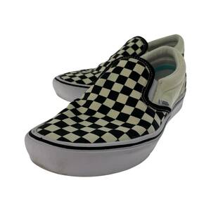 美品 美品■VANS バンズ チェック スリッポン スニーカー/白ｘ黒 メンズ