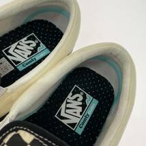 美品 美品■VANS バンズ チェック スリッポン スニーカー/白ｘ黒 メンズ_画像7