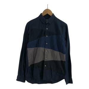 yu. packet OK a day in the lifeatei in The life United Arrows color block long sleeve shirt sizeS/ dark blue men's 