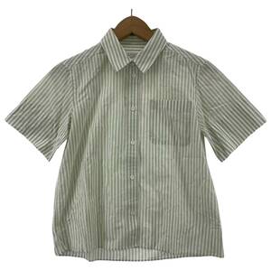 ゆうパケットOK メーカーズシャツ鎌倉 ストライプ 半袖シャツ size4/グリーン×ホワイト レディース