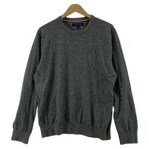 TOMMY HILFIGER トミーヒルフィガー ワンポイント刺 セーター sizeL/グレー系 メンズ