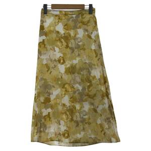 yu. packet OK theory luxe theory ryuks total pattern long skirt size36/ yellow group lady's 