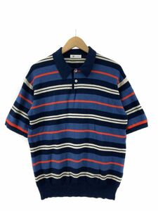 TAKEO KIKUCHI Takeo Kikuchi border cut and sewn sizeXL/ blue group *# * djc3 men's 