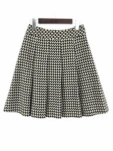 UNTITLED Untitled wool 100% total pattern skirt size1/ black × beige *# * djc0 lady's 