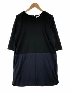 Afternoon Tea アフタヌーンティー 切替 Aライン ワンピース sizeS/黒ｘ紺 ◆■ ☆ cja4 レディース