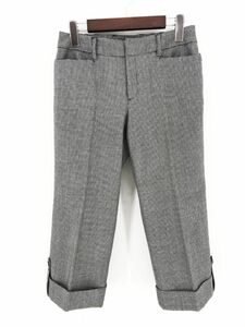 TRANS WORK トランスワーク ウール混 千鳥柄 クロップド パンツ size36/黒 ◆■ ☆ clb5 レディース