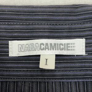 ゆうパケットOK NARACAMICIE 綿 フリル、ストライプ ブラウス シャツ size1/紺 ◇■ ☆ dab6 レディースの画像3