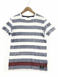 DIESEL ディーゼル 綿100% ボーダー Tシャツ sizeS/白ｘ青 ■◆ ☆ dgb8 メンズ