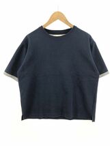 URBAN RESEARCH DOORS アーバンリサーチドアーズ ナイロン混 ストライプ柄 半袖 Tシャツ size38/青 ■◆ ☆ dfc6 レディース_画像1