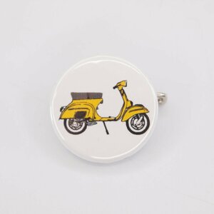 Button badge 25mm Scooter yellow 缶バッジ スクーター Vespa Lambretta ベスパ ランブレッタ 50S 100 et3 GTR RALLY PX200E 160GS