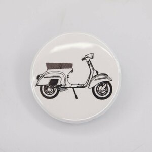 Button badge 25mm Scooter white 缶バッジ スクーター Vespa Lambretta ベスパ ランブレッタ 50S 100 et3 GTR RALLY PX200E 160GS