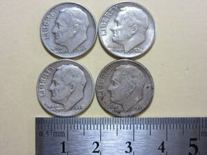 14, America ONE DIME silver coin 4 sheets 9,92g