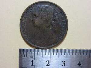 ２１、イギリス　ONE　PENNY銅貨　１８７７年　VICTORIA　９，４５ｇ